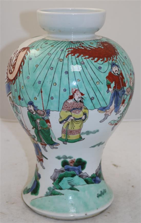 A Chinese famille verte baluster vase, late 19th century, 33cm